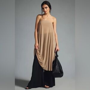 Anthropologie Dolan Sheer Tan crop top with flowy overlay